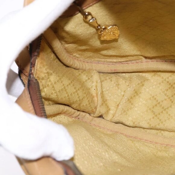 GUCCI Web Sherry Line Shoulder Bag Canvas Leather Beige Gold Auth BA5901 - Picture 12 of 16